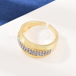 Латунные кольца из манжеты с прозрачным цирконием&nbsp;RJEW-C140-15G