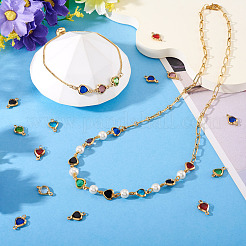 28 шт. 7-х цветные подвески-сердечки из нержавеющей стали с паве из стекла&nbsp;STAS-TA0003-30