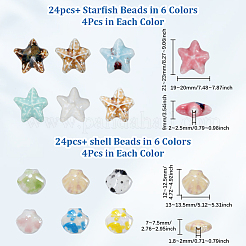 48шт 12 стиля фарфоровые бусины ручной работы&nbsp;PORC-PA0001-07