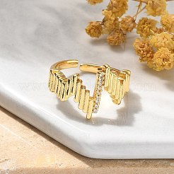 Кольца-манжеты для пальцев с микропаве из прозрачных кубических цирконий из латуни для женщин&nbsp;RJEW-B112-07G