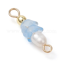 Подвески-шармы из искусственного пресноводного жемчуга и акрила с матовым цветком&nbsp;PALLOY-JF03590-10