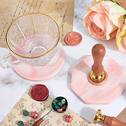 2 шт. 2-х стилевые фарфоровые подставки под чашки с мраморным узором&nbsp;AJEW-CP0009-18C