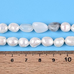 Натуральные самородки агата цвета вишни и нити бусин из натурального культивированного пресноводного жемчуга&nbsp;PEAR-N023-01A-05