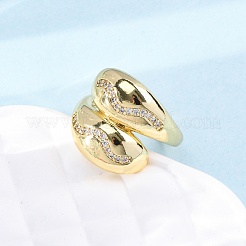 Латунные кольца-манжеты с микропаве и прозрачным цирконием для женщин&nbsp;RJEW-U047-29G