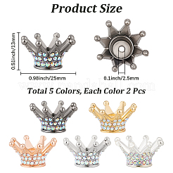 10 шт. двухцветные бусины-короны из сплава со стразами&nbsp;FIND-PA0001-33