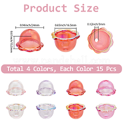 60 шт. 4-цветные акриловые колпачки для бусин с УФ-покрытием&nbsp;PACR-PA0001-12A