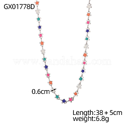 Ожерелья из эмалевой цветочной цепочки из нержавеющей стали 304&nbsp;STAS-OY007-61P