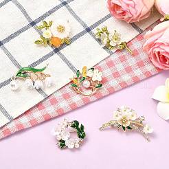 6 шт. 6 стили булавок из смолы в виде ромашки и листика&nbsp;JEWB-CJ0002-96