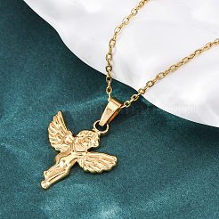 Ожерелья с подвеской в виде купидона из нержавеющей стали 304&nbsp;NJEW-H059-31G