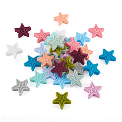 48 шт. 12-х цветные силиконовые бусины-звездочки&nbsp;SIL-TA0001-56