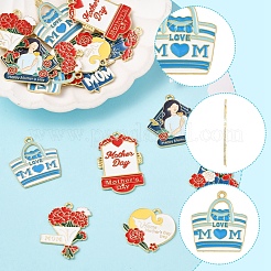 24 шт. 6 стиля подвески из сплава и эмали ко Дню матери&nbsp;FIND-FS0003-90