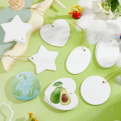 16 шт. 4 стиля фарфоровых подвесных украшений с термопереносом&nbsp;HJEW-FH0001-77