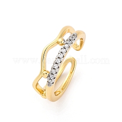 Кольца-манжеты для пальцев с микропаве из прозрачных кубических цирконий из латуни для женщин&nbsp;RJEW-C116-14G