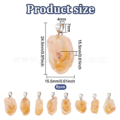 8шт необработанные грубые подвески из натурального цитрина&nbsp;G-FG0001-12