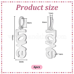 6 шт. 925 подвески в виде слова «любовь» из стерлингового серебра&nbsp;STER-PH0003-14
