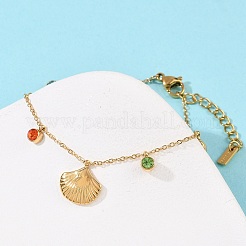 Браслеты с подвесками из нержавеющей стали 304 для женщин&nbsp;BJEW-C114-09G