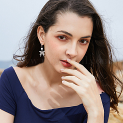 4 пара латунных серег с микропаве из прозрачного кубического циркония с застежкой-молнией&nbsp;KK-BBC0021-97P