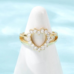 Латунные микро проложить манжеты кольца кубического циркония&nbsp;RJEW-Q030-01A-G