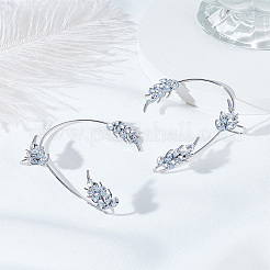 2 шт. 2 стиля серьги-каффы из сплава листьев с микропаве из прозрачного кубического циркония&nbsp;EJEW-LP0013-19P