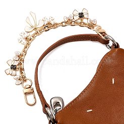 2 шт. 2-цветный эмалированный белый и черный подвесной бант из цинкового сплава с цепочкой для сумки&nbsp;AJEW-BA00162