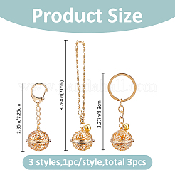 3 шт. 3 стиля колокольчик сплав и железный кулон брелок и браслеты с подвесками наборы&nbsp;DIY-FH0009-60KCG