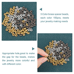 450шт 3 цвета латунные дистанционные бусины&nbsp;KK-FH0001-89