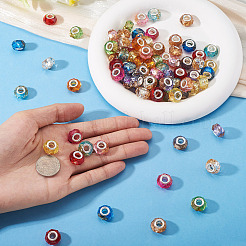 84 шт. 12-х цветные прозрачные бусины из смолы в форме ронделла европейские&nbsp;RESI-TA0004-73