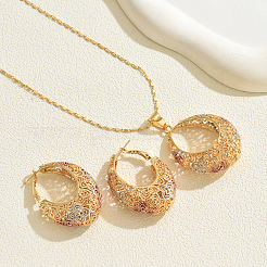 Элегантные европейские серьги и ожерелья с микропаве из кубических цирконий в форме овала для женщин&nbsp;EX4624-2