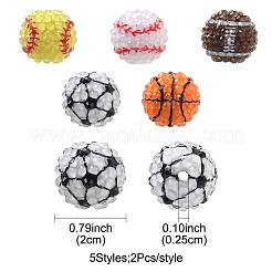 10 шт. 5-х цветные бусины из непрозрачной акриловой смолы на спортивную тематику&nbsp;MACR-FS0002-05