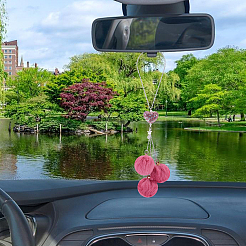 Плюшевая ткань круглая и полимерная глина стразы сердце кулон подвеска украшение&nbsp;HJEW-DR00079