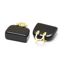 Латунные подвески из натурального обсидиана&nbsp;KK-E274-01G-07