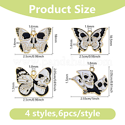 24шт 4 стиля хэллоуин тема сплава эмаль подвески&nbsp;ENAM-DC0002-07