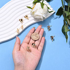 8 шт. 4 стиля латунных сережек-гвоздиков с микропаве из кубического циркония&nbsp;KK-YW0003-14