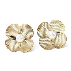 Серьги-гвоздики из пластика с имитацией жемчуга из нержавеющей стали 304&nbsp;EJEW-D308-07G