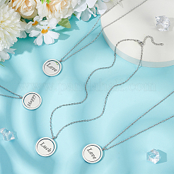 4 шт. вращающаяся пустая плоская круглая подвеска из нержавеющей стали 304 с цепочкой из кабеля&nbsp;NJEW-BC0001-11P