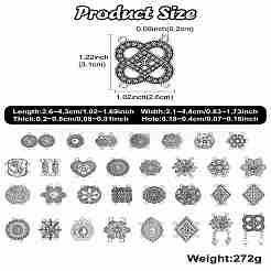 60 шт. 30 стиля тибетского стиля из цинкового сплава многожильные звенья&nbsp;FIND-CJ0003-63