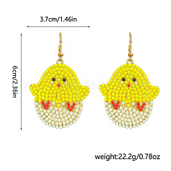 Пасхальные серьги-подвески в виде цыплят из цинкового сплава и стекла.&nbsp;FS-WG35CD4-01