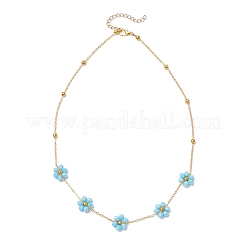 2 шт. 2-х цветные латунные и стеклянные граненые круглые звенья цепочки в виде цветка&nbsp;NJEW-JN05296