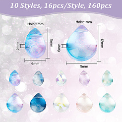 160шт 10 цвета прозрачные стеклянные бусины&nbsp;GGLA-GO0001-01