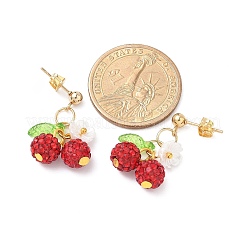 Серьги-гвоздики из нержавеющей стали 304 ручной работы из полимерной глины со стразами&nbsp;EJEW-JE06428-02