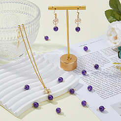 80шт натуральный аметист круглые подвески&nbsp;PALLOY-DC00001