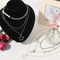 2 комплект из 2 стилей ожерелий в форме звезды из цинкового сплава для женщин&nbsp;NJEW-SC0001-52