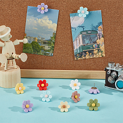 40 шт. 8-х цветные кнопки для рисования в виде цветочной смолы&nbsp;AJEW-DR00044