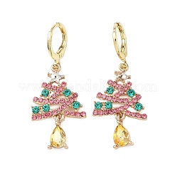 Рождественские серьги-кольца из сплава со стразами&nbsp;LS-EJEW-F399-02G