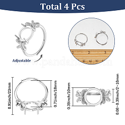 4шт регулируемые латунные кольца для пальцев компоненты&nbsp;KK-SC0007-01