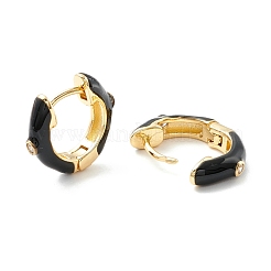 Массивные серьги-кольца из прозрачного кубического циркония с эмалью&nbsp;EJEW-P196-20G-03