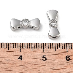 Многожильные звенья с бантом из латуни и прозрачным фианитом&nbsp;KK-B102-37A-01P