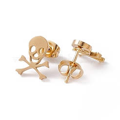 304 нержавеющая сталь маленькие полые серьги-гвоздики с черепом для женщин&nbsp;LS-STAS-A065-07G