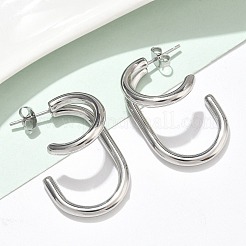 Двухслойные серьги-гвоздики в форме буквы С из нержавеющей стали 304&nbsp;EJEW-Z098-18P