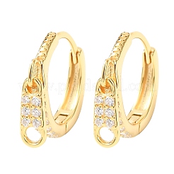 Серьги-кольца из стерлингового серебра с микропаве из прозрачных кубических цирконий с застежкой-молнией 925&nbsp;EJEW-K317-01G